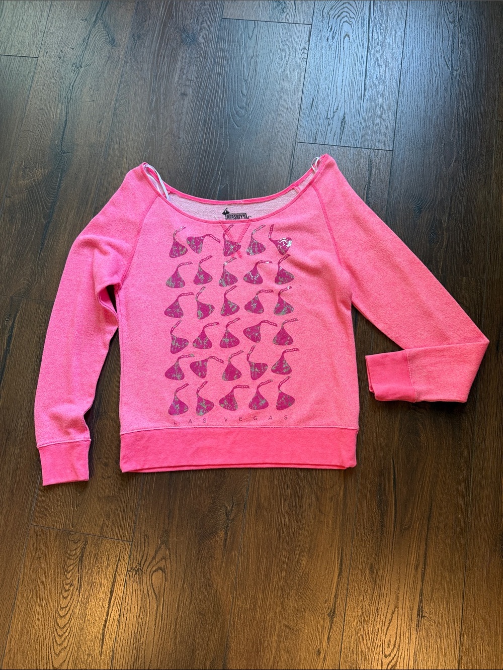 Hershey Chocolate Pink Graphic Long Sleeve Top Las Vegas Medium